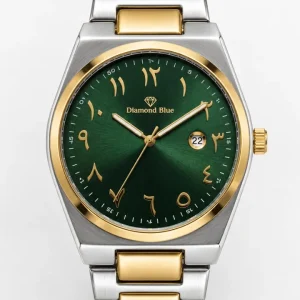 Two-tone green Arabic dial watch