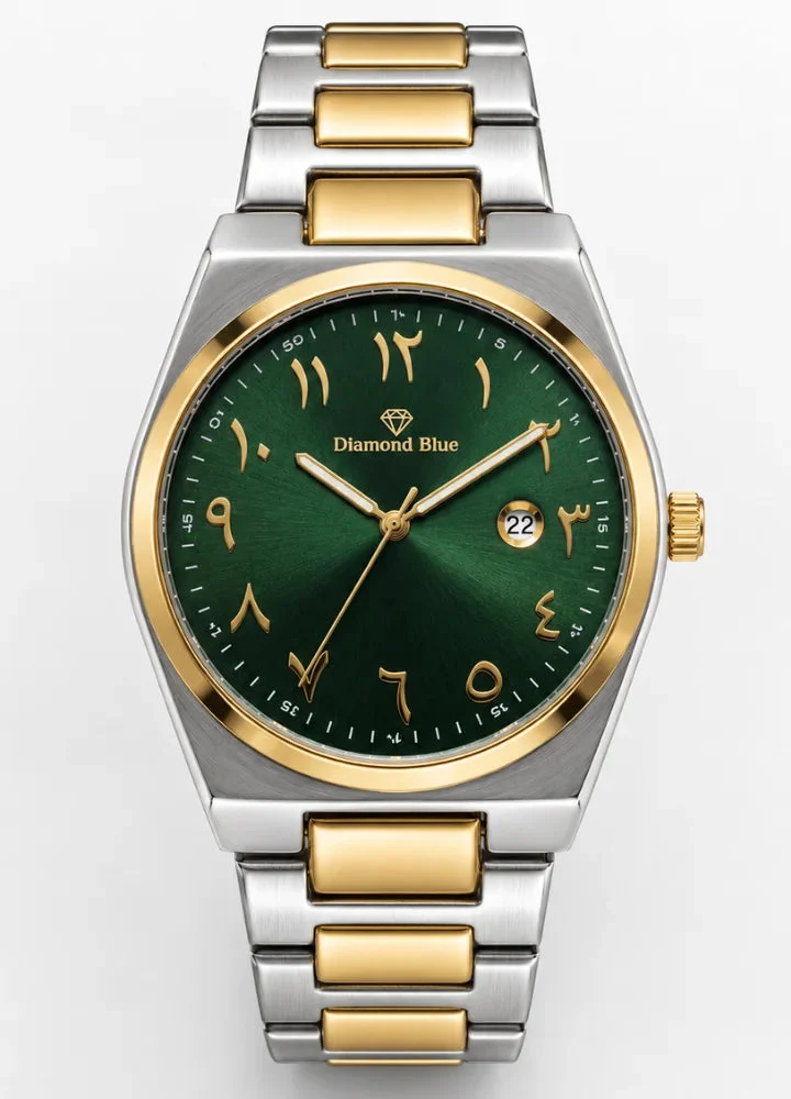 Two-tone green Arabic dial watch