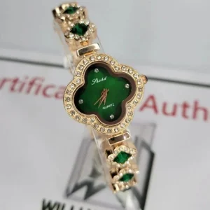 Emerald zircon clover women watch