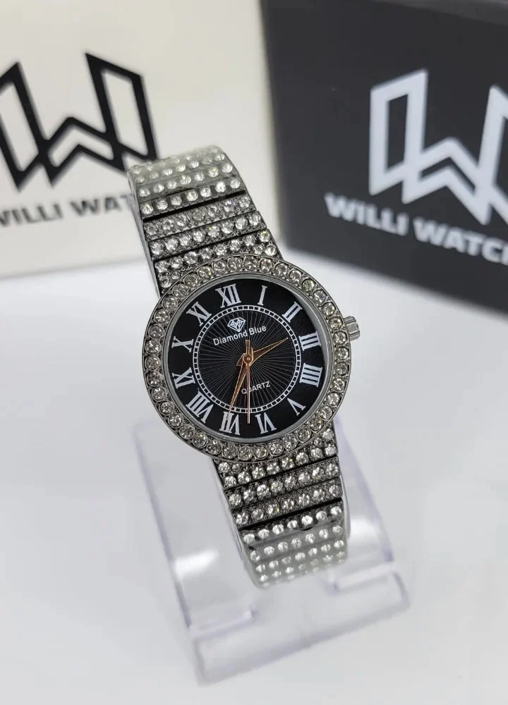 Black full-stone ladies watch