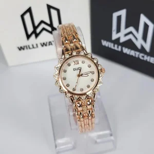 Rose gold white dial ladies watch