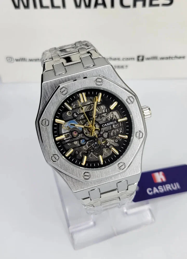 Casirui skeleton automatic stainless steel watch