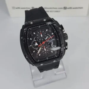 Black silicone chronograph sports watch