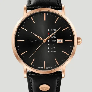 Tomi Executive black and gold dial watch