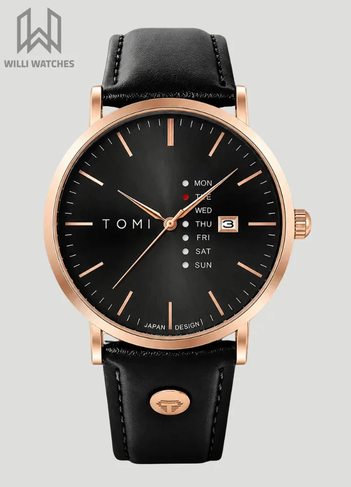 Tomi Executive black and gold dial watch