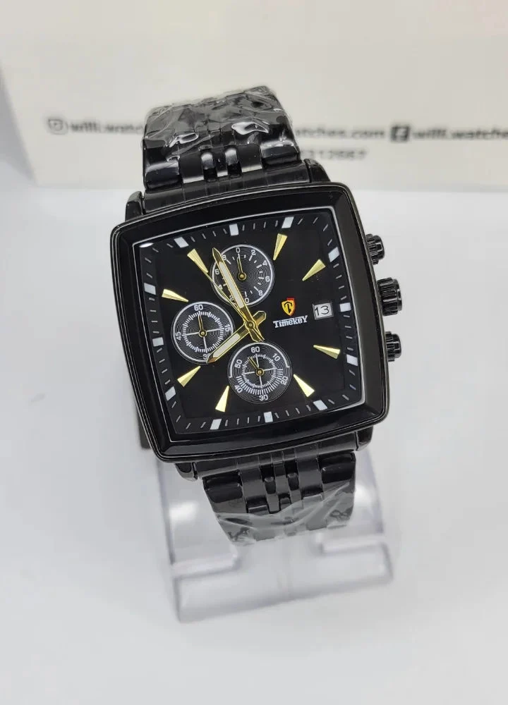 Timkey black square dial executive watch