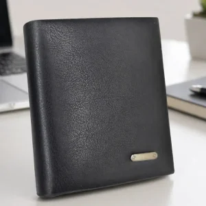Black leather bifold wallet