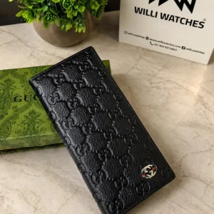 Embossed long leather wallet